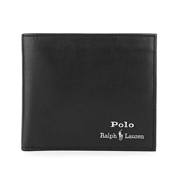 NIB POLO RALPH LAUREN Men's WALLET BIFOLD SMOOTH LEATHER BLACK - Picture 1 of 13